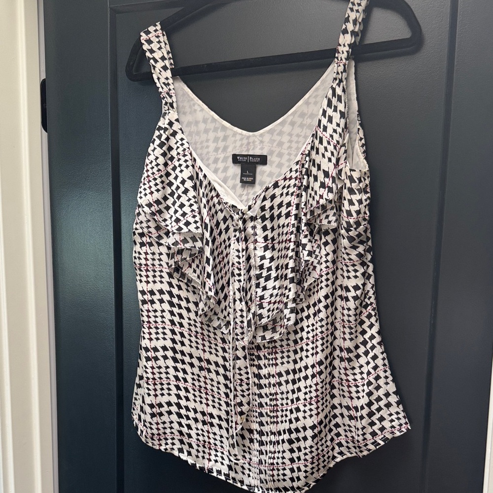 Beautiful silky tank with self tie and ruffle